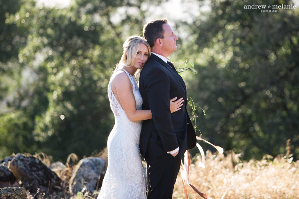 Bride and groom outdoor wedding in California
