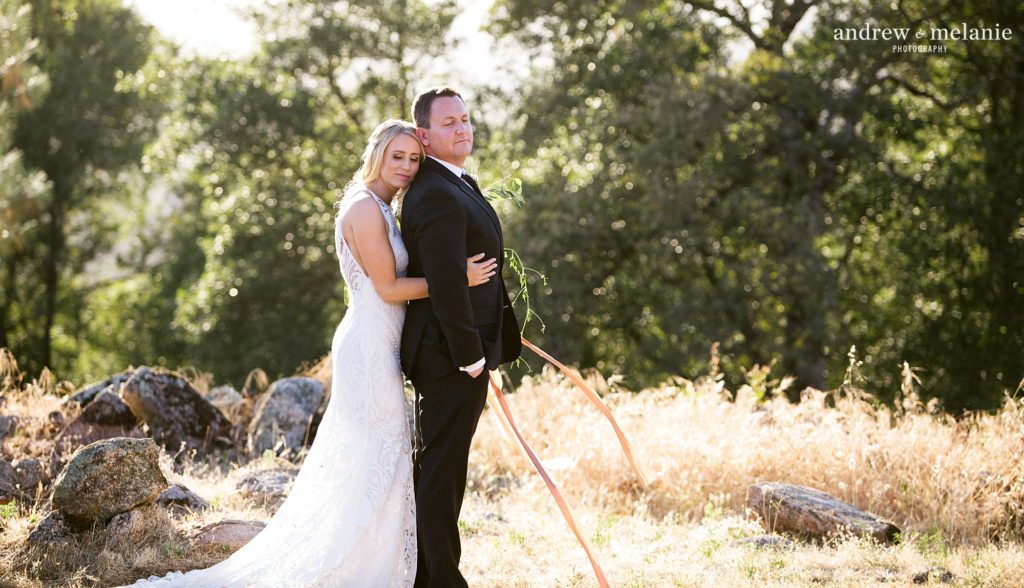 Outdoor wedding photos of bride and groom