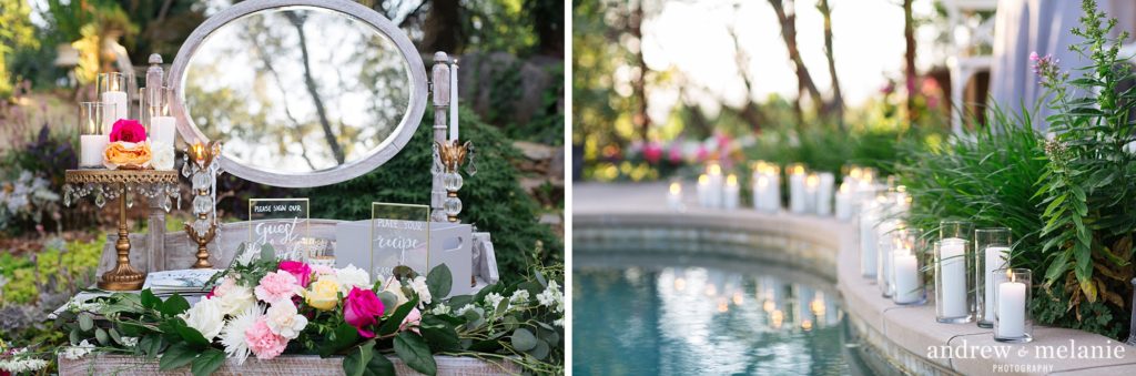 wedding details pink and gold